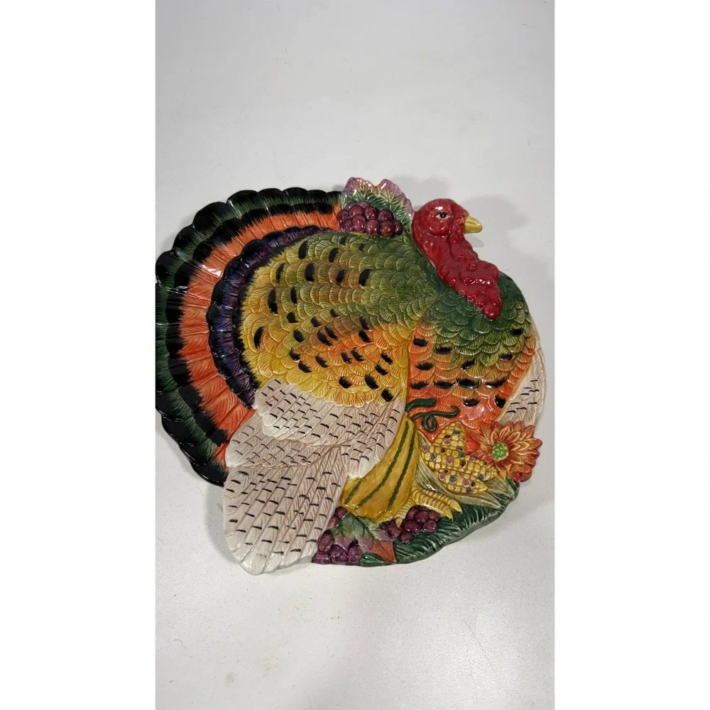 Fitz and Floyd Classics Harvest Heritage Turkey Plate Thanksgiving Ceramic Decor